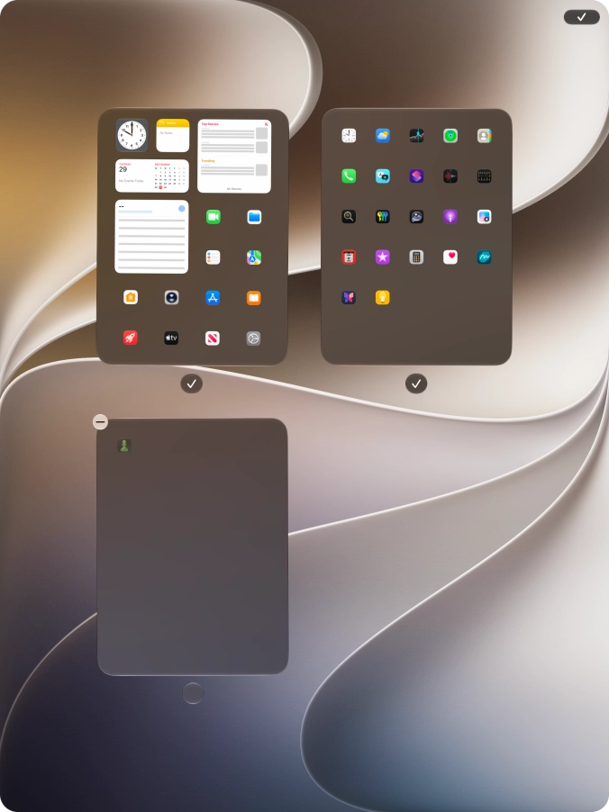 Press the delete icon next to the required home screen page.