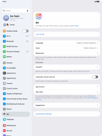 If it's the first time you use Siri AI, press Turn On Siri.