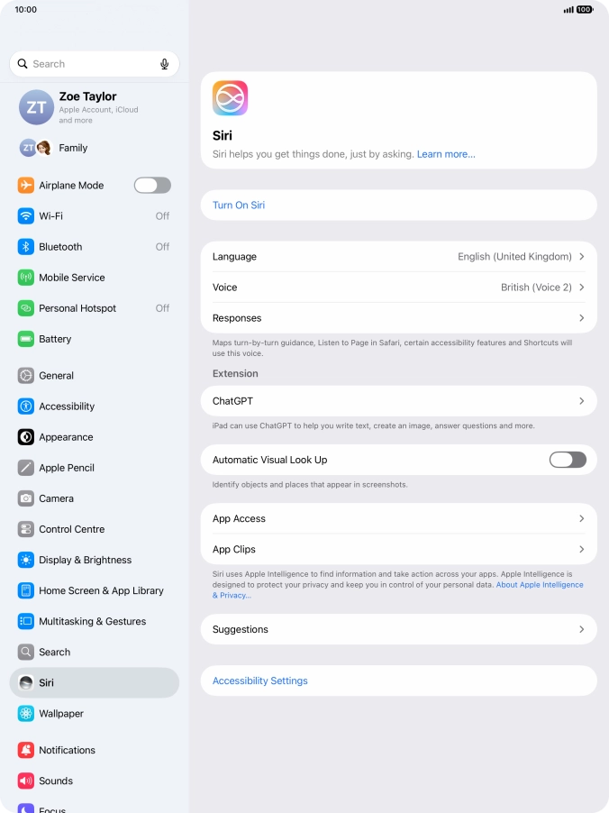 If it's the first time you use Siri AI, press Turn On Siri.