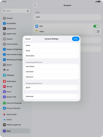 Press SMTP.