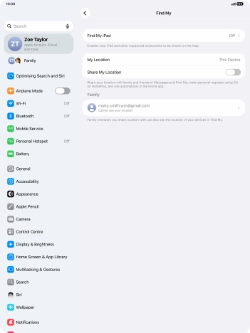 Press Find My iPad.