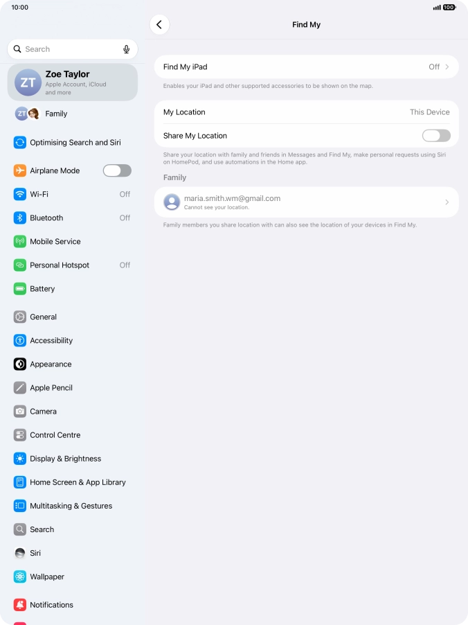 Press Find My iPad.