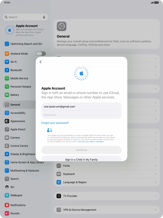 Press Password and key in the password for your Apple Account.