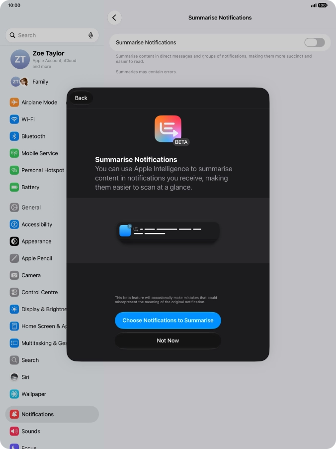 If you turn on the function, follow the instructions on the screen to select more settings.