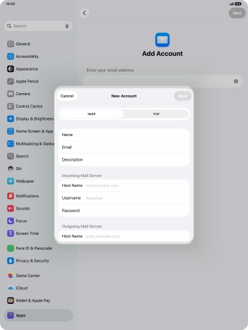 Press IMAP.