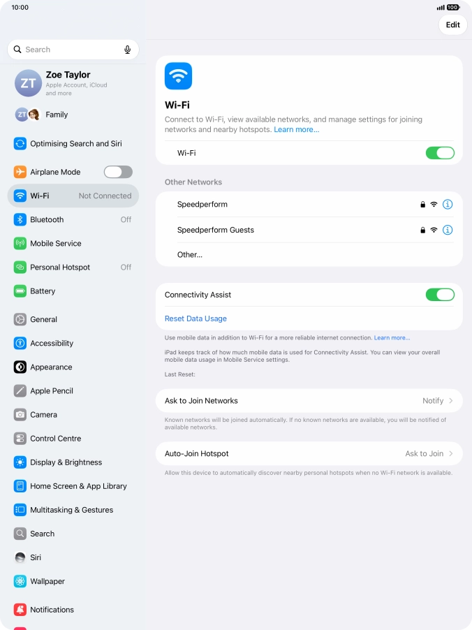 Press the required Wi-Fi network and key in the password for the Wi-Fi network.