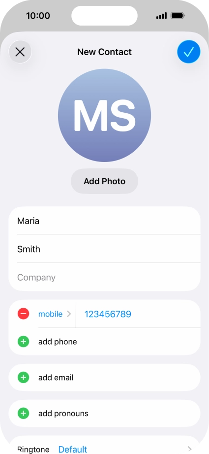 Press the confirm icon.