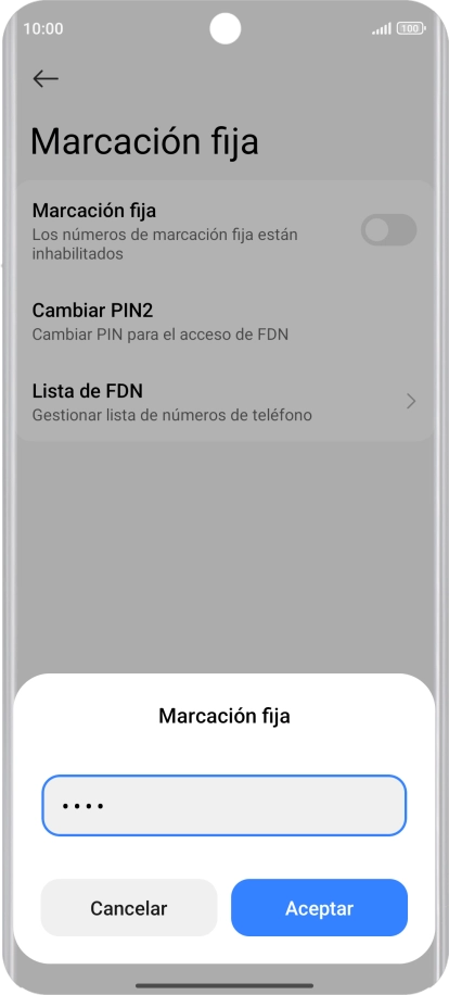 Introduce el código PIN2 y pulsa Aceptar. Introduce el código PIN2 y pulsa Aceptar.