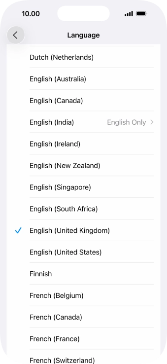 Press the required language.