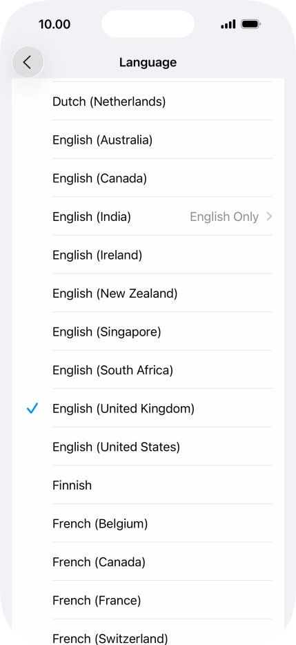 Press the required language.