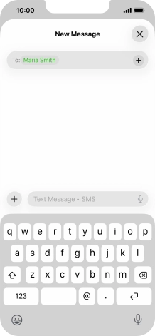 Press the text input field and write the text for your text message. Press the text input field and write the text for your text message.