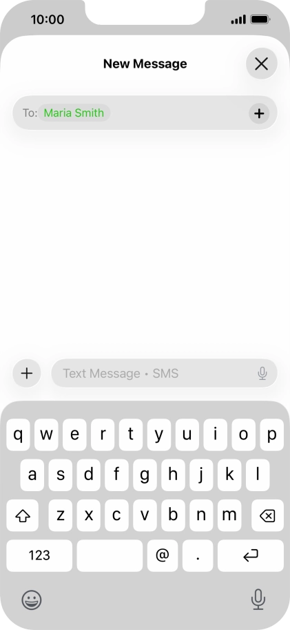 Press the text input field and write the text for your text message. Press the text input field and write the text for your text message.