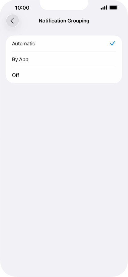 Press the required setting.