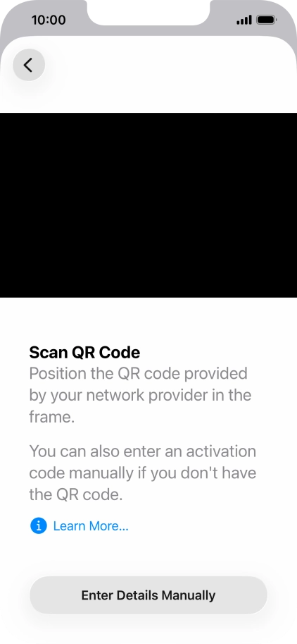 Place the QR code you've received inside the phone camera frame to scan the code. Your eSIM is transferred to your new phone over the internet.