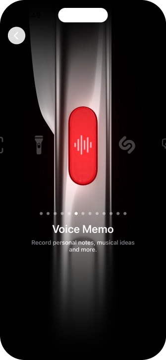Slide your finger right or left on the screen to select the required function.