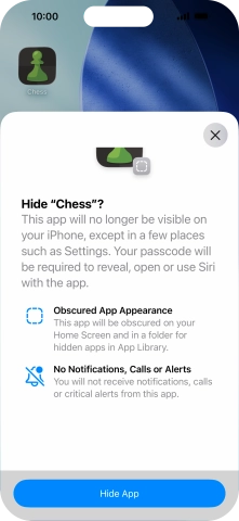 Press Hide App.