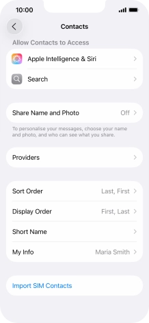 Press Import SIM Contacts.