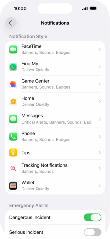 Press the required application. Press the required application.