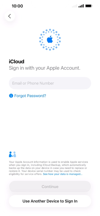 Press Email or Phone Number and key in the username for your Apple Account.