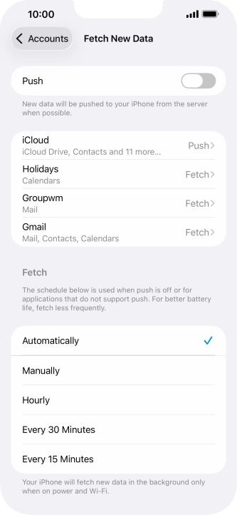 If you turn off the function, press the required setting.