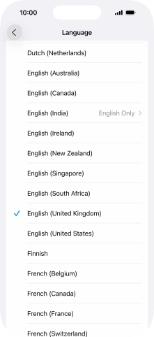 Press the required language.