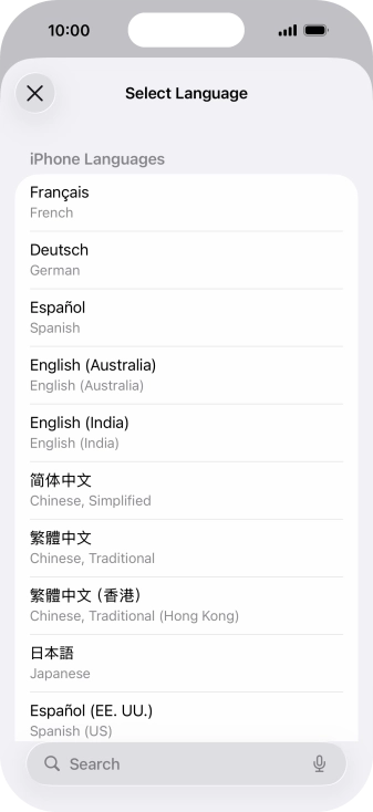 Press the required language.