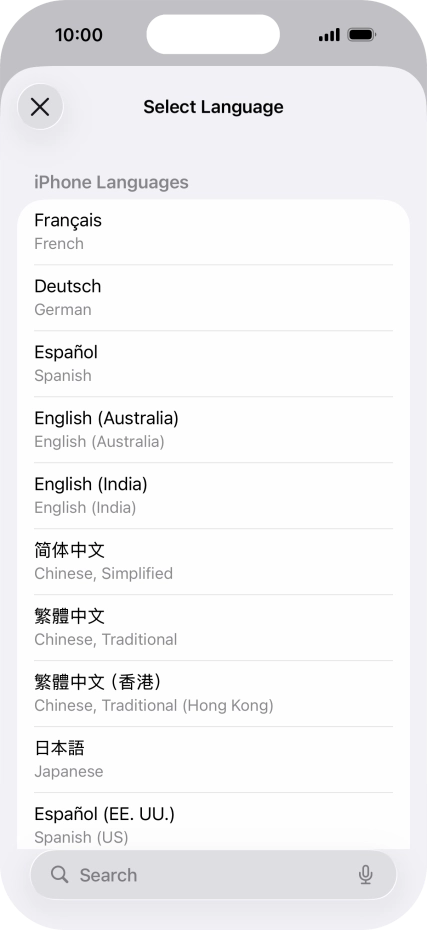 Press the required language.
