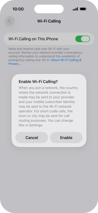 If you turn on the function, press Enable. If you turn on the function, press Enable.