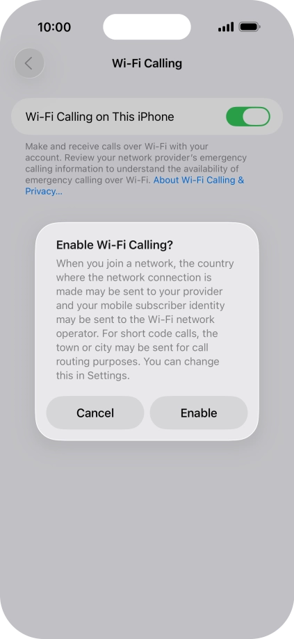 If you turn on the function, press Enable. If you turn on the function, press Enable.