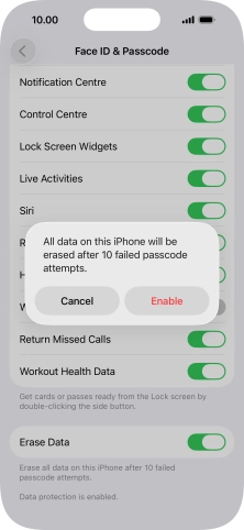 If you turn on the function, press Enable.