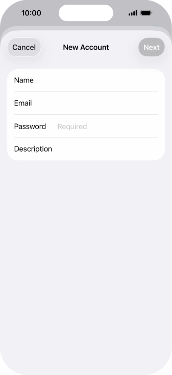 Press Password and key in the password for your email account.