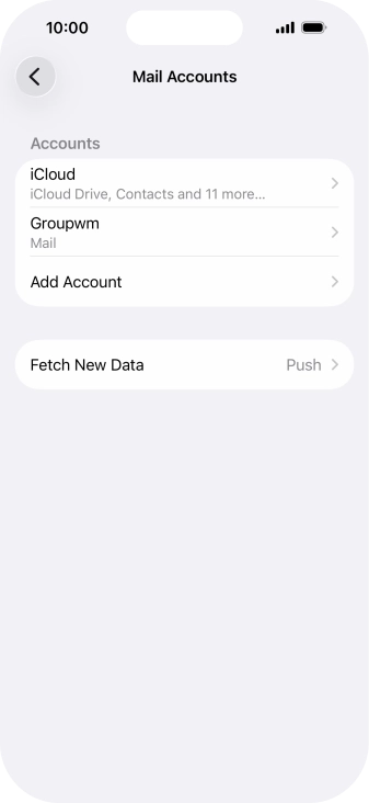 Press the name of the email account you've just set up.