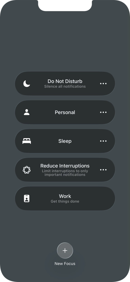 Press the required focus mode to activate or deactivate it immediately.