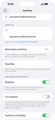 Press the required setting below 