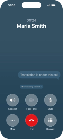 Press Translating ‹language› and follow the instructions on the screen to select language display or exit Live Translation.