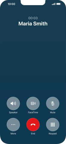Press the end call icon to end the call and return to the home screen.