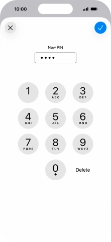 Key in a new four-digit PIN and press the confirm icon.