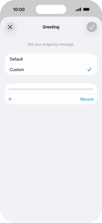 Press Record to start recording a personal greeting. Press Record to start recording a personal greeting.