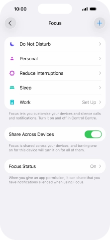 Press the required focus mode.