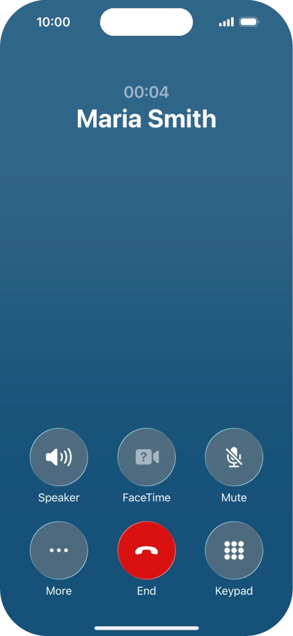 Press the end call icon to end the call and return to the home screen.