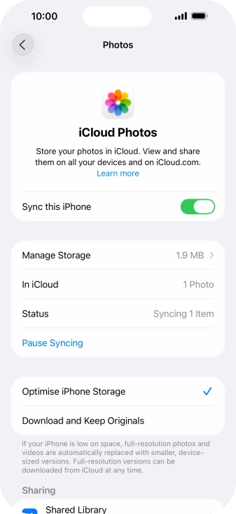 Press the indicator next to 