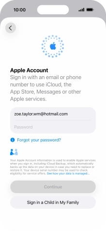 Press Password and key in the password for your Apple Account.
