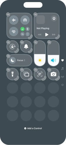 Press Add a Control and follow the instructions on the screen to add the required function to Control Centre.