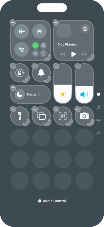 Press Add a Control and follow the instructions on the screen to add the required function to Control Centre.
