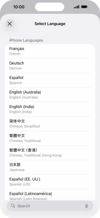 Press the required language.