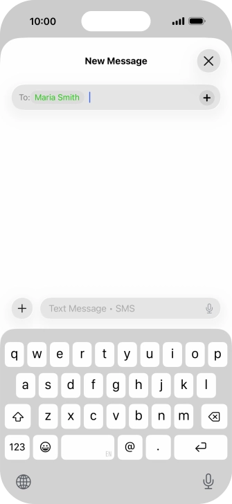 Press the text input field and write the text for your text message.