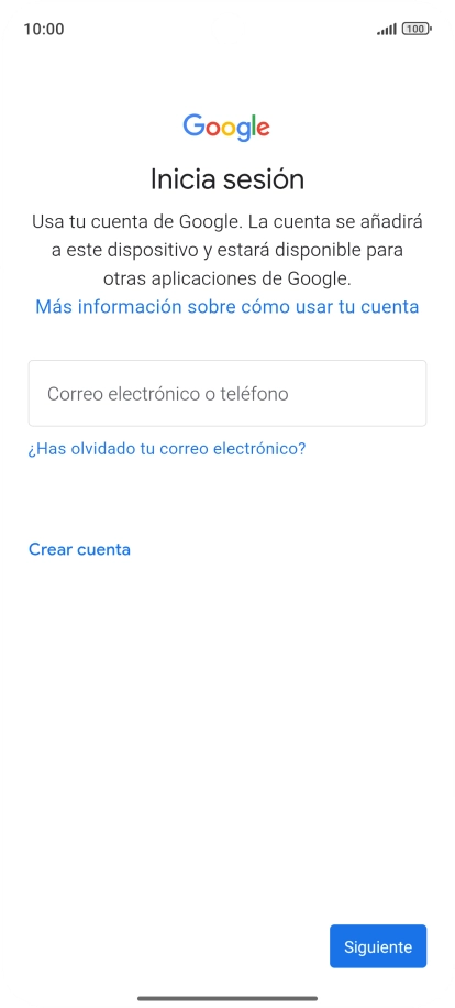 Si no tienes una cuenta de Google, pulsa Crear cuenta y sigue las indicaciones de la pantalla para ver cómo crear una cuenta nueva. Si no tienes una cuenta de Google, pulsa Crear cuenta y sigue las indicaciones de la pantalla para ver cómo crear una cuenta nueva.