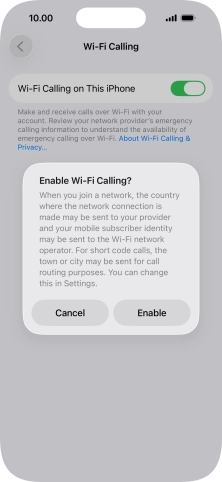 If you turn on the function, press Enable.