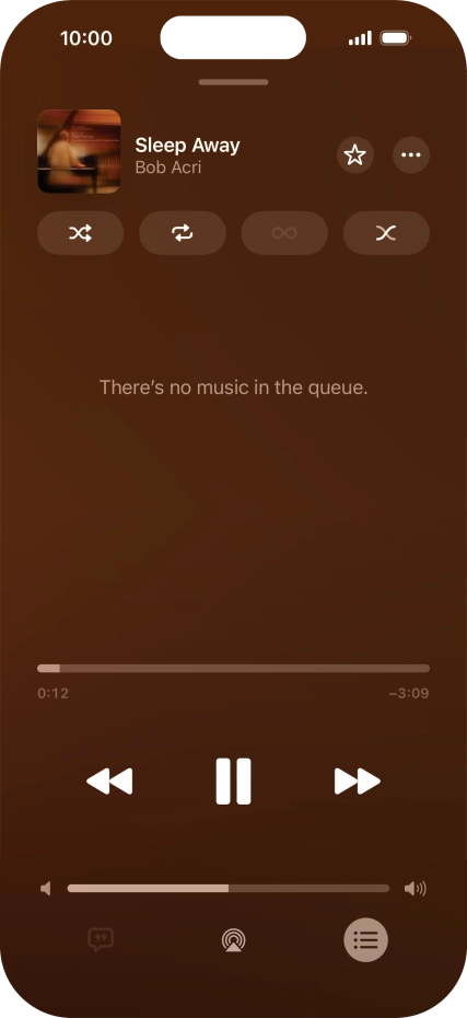 Press the shuffle icon to turn the function on or off.
