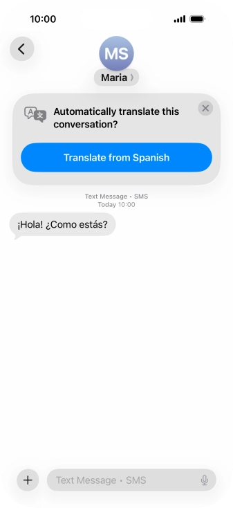 Your phone automatically detects a foreign language and suggests translating the conversation.